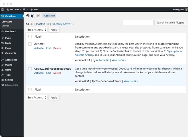 Install CodeGuard WordPress Plugin