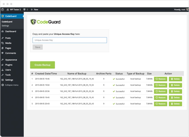 Activate CodeGuard WordPress Plugin